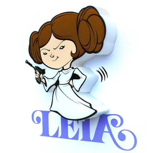 Lámpara LED mini de Leia de Star Wars con vestido blanco y bláster