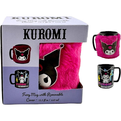 Taza Kuromi Hello Kitty fucsia con funda de peluche - 3
