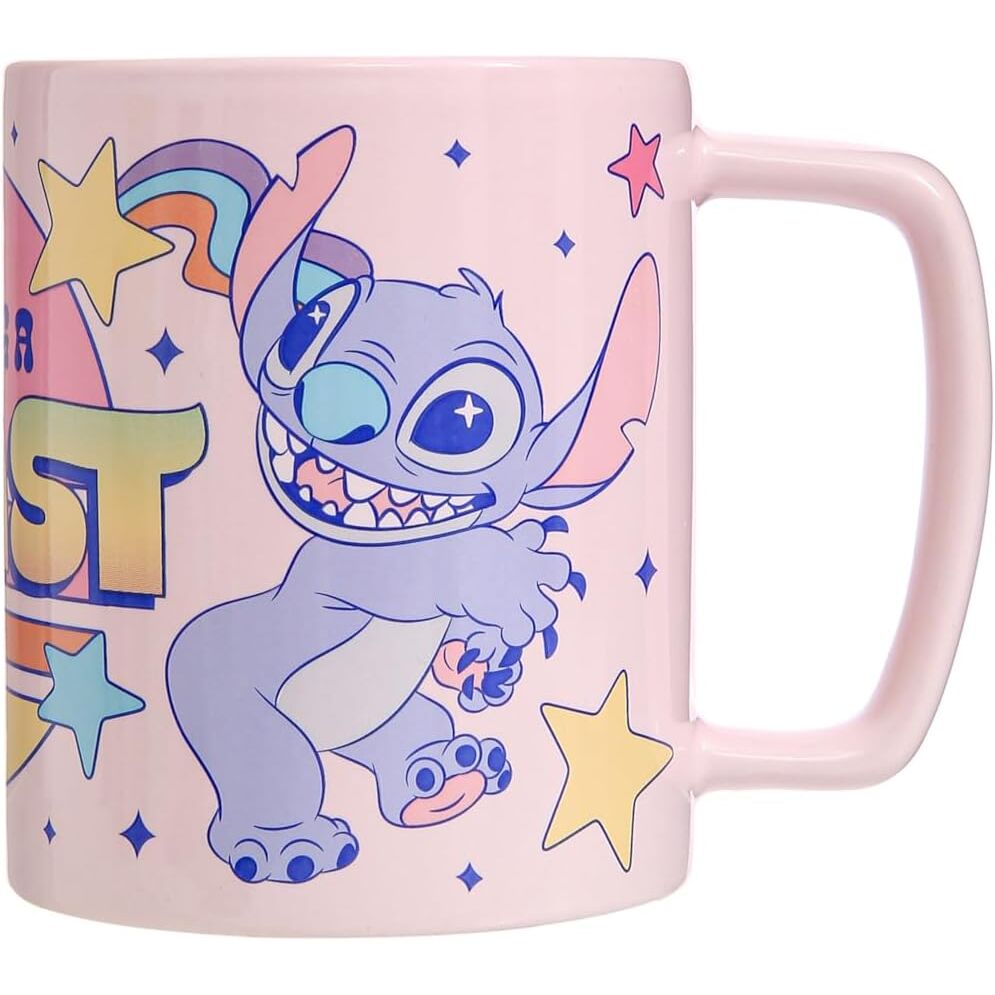 Taza Disney de Stitch y Angel con funda de peluche rosa - 3