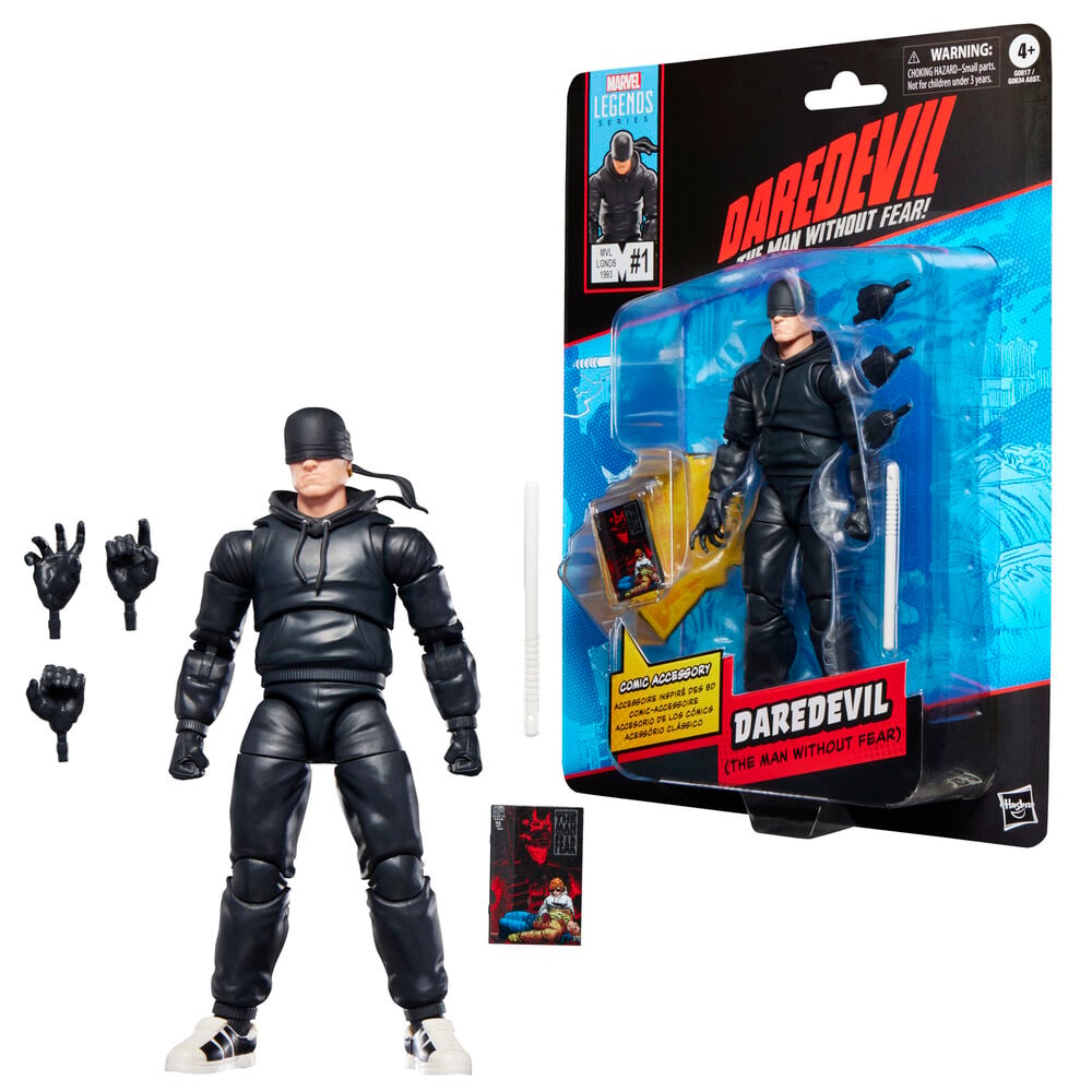 Figura articulada de Daredevil Marvel Legends de 15 cm con atuendo negro y bastón - 2