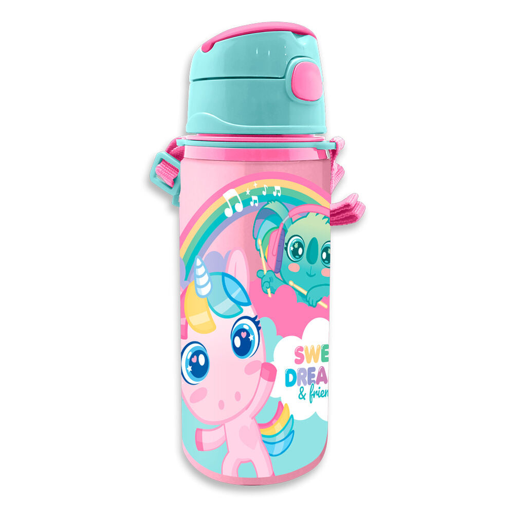 Cantimplora de aluminio Sweet Dreams rosa con unicornio y arcoíris - 2