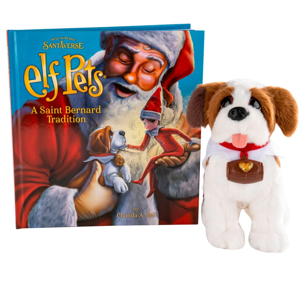 Set Elf Pets con cuento ilustrado y peluche de perro San Bernardo