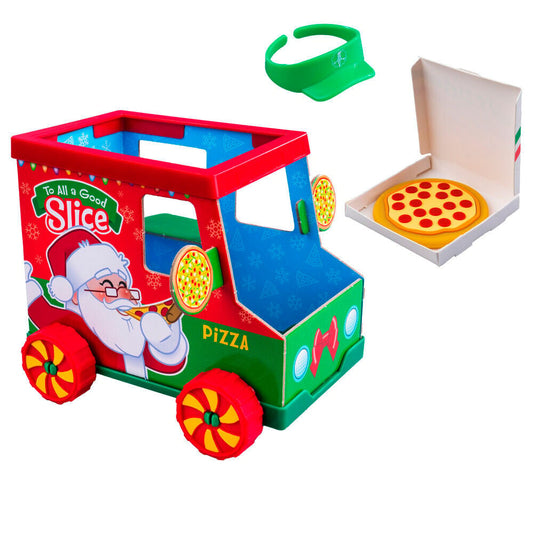 Food truck desmontable de pizza The Elf on the Shelf con pizza, caja y visera