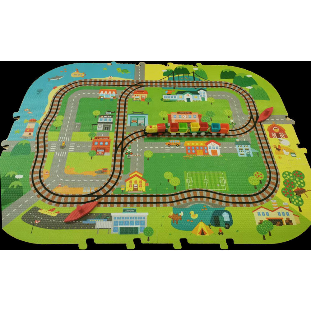 Juego Tren City Adventures con ciudad, vías, locomotora y vagones - 2
