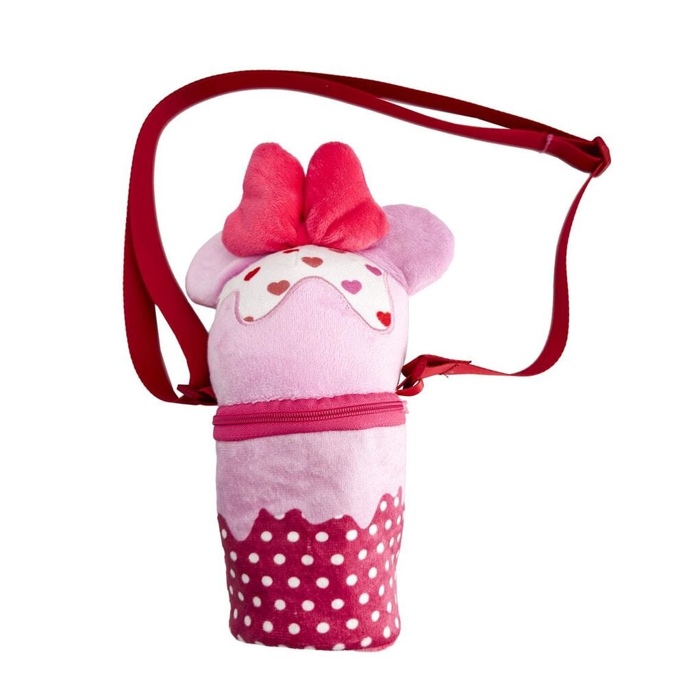 Bolso de peluche rosa y rojo de Minnie Disney con correa