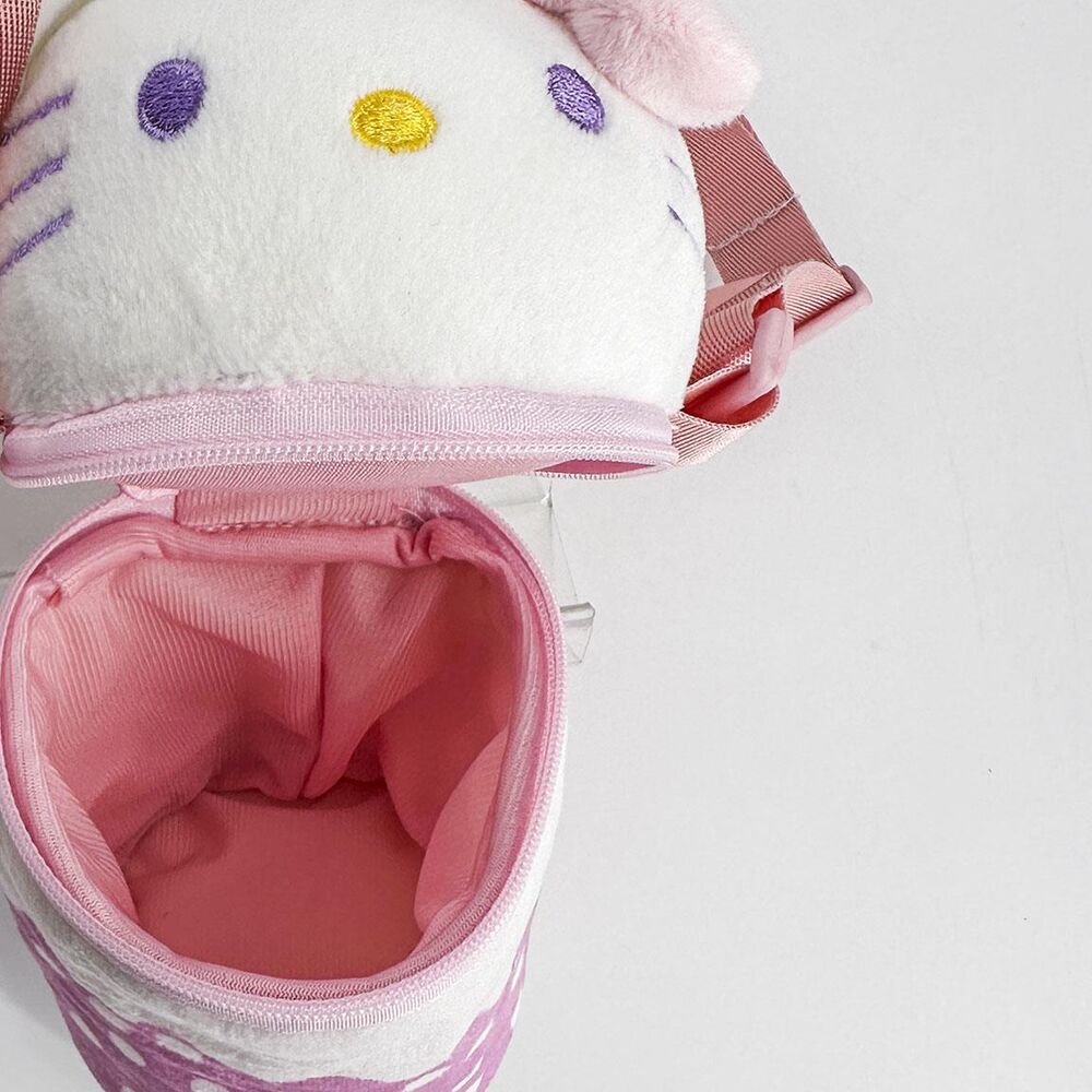 Bolso de peluche rosa de Hello Kitty con lunares blancos - 2