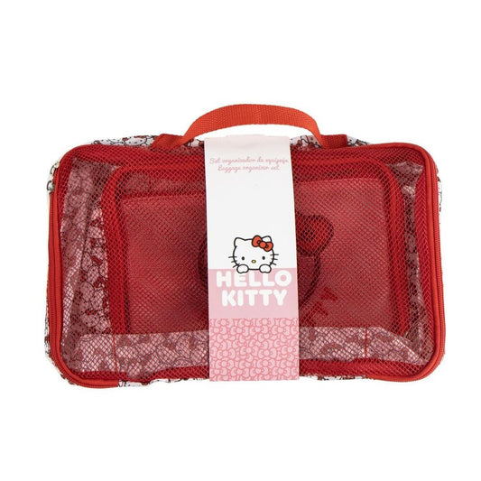 Set de neceseres de viaje Hello Kitty rojo con paneles de rejilla
