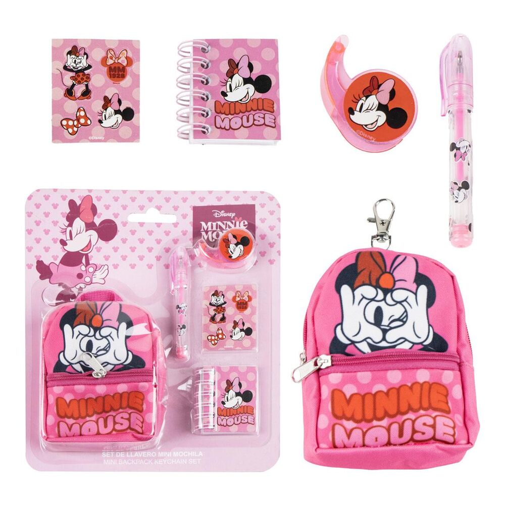 Set de papelería Minnie Disney con mini mochila rosa y accesorios