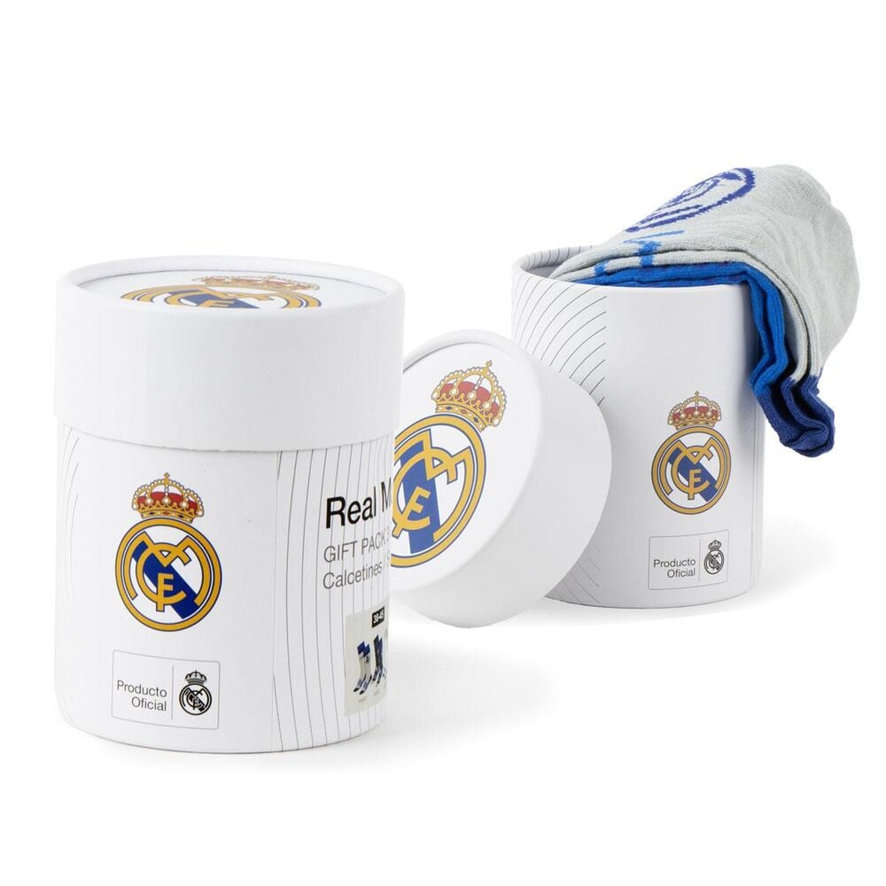 Set de 3 calcetines Real Madrid grises y azules