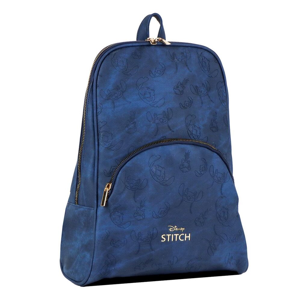 Mochila azul de Stitch Disney con estampado integral y bolsillo frontal