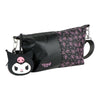 Bolso negro de Kuromi con estampado rosa y accesorio colgante