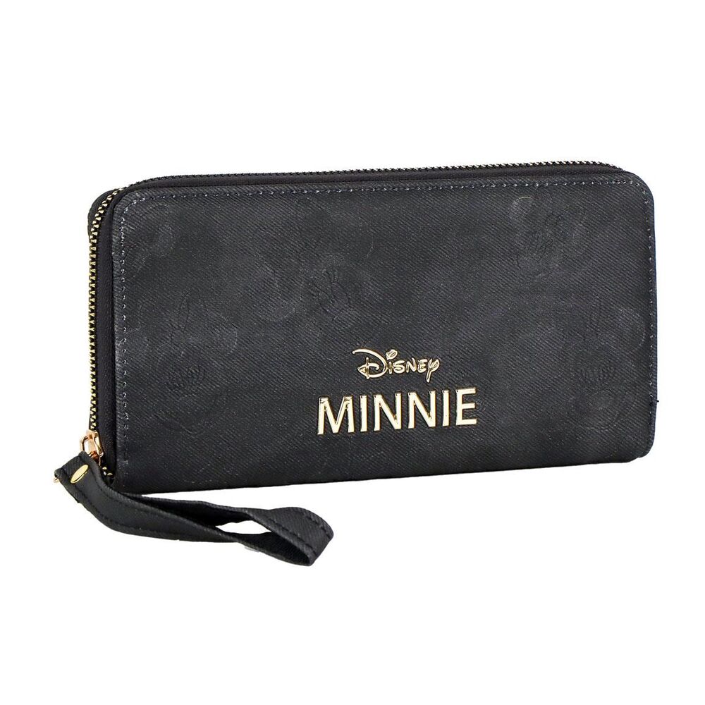 Cartera negra Minnie Disney con cremallera y asa lateral