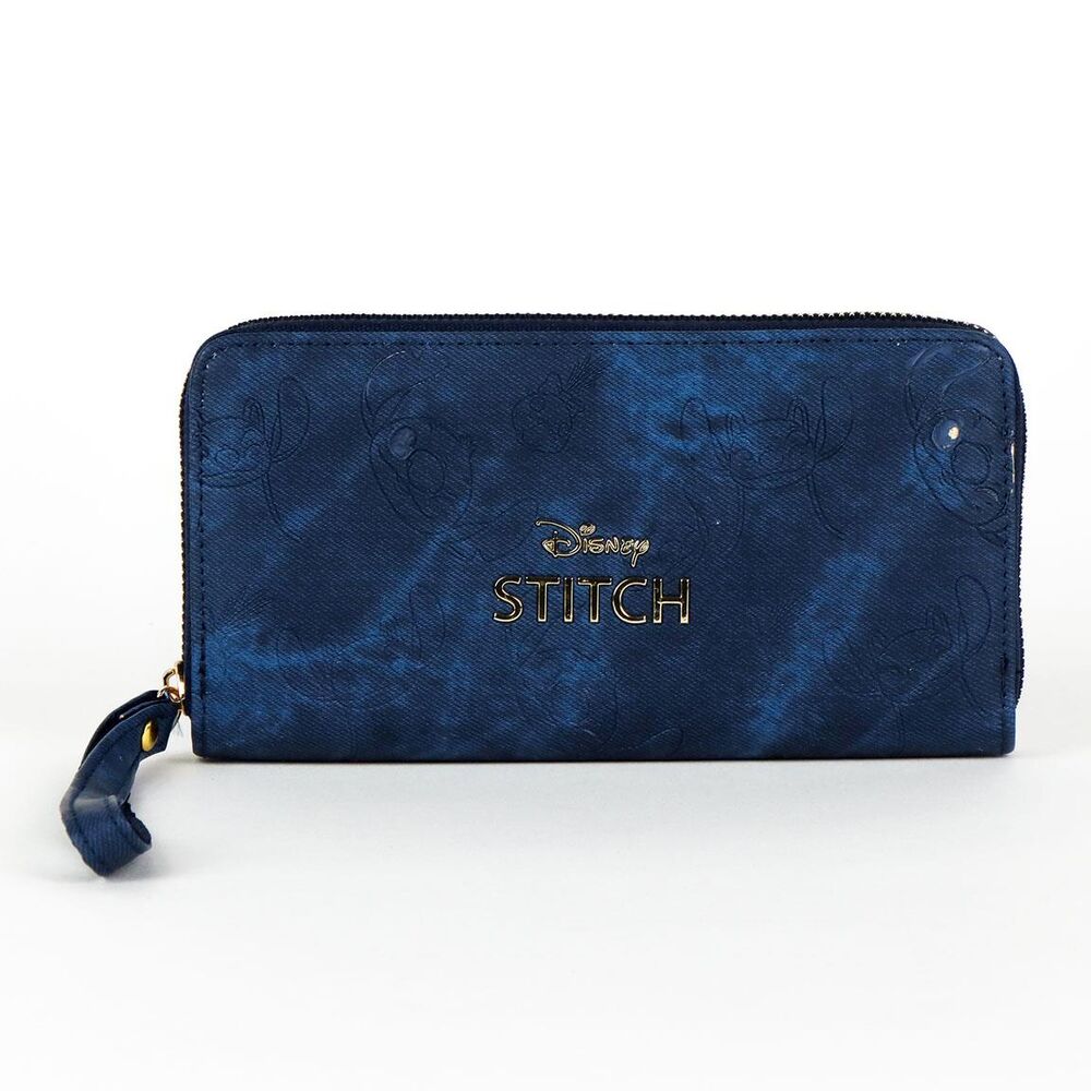 Cartera azul Stitch Disney de PU con cierre de cremallera y asa de muñeca - 3