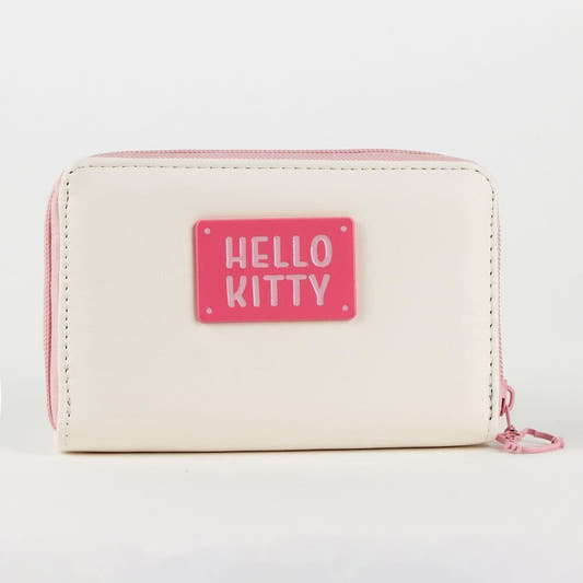 Cartera Hello Kitty crema con lazo rosa y cremallera - 2