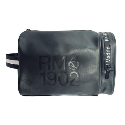 Neceser negro de viaje Real Madrid con escudo en relieve