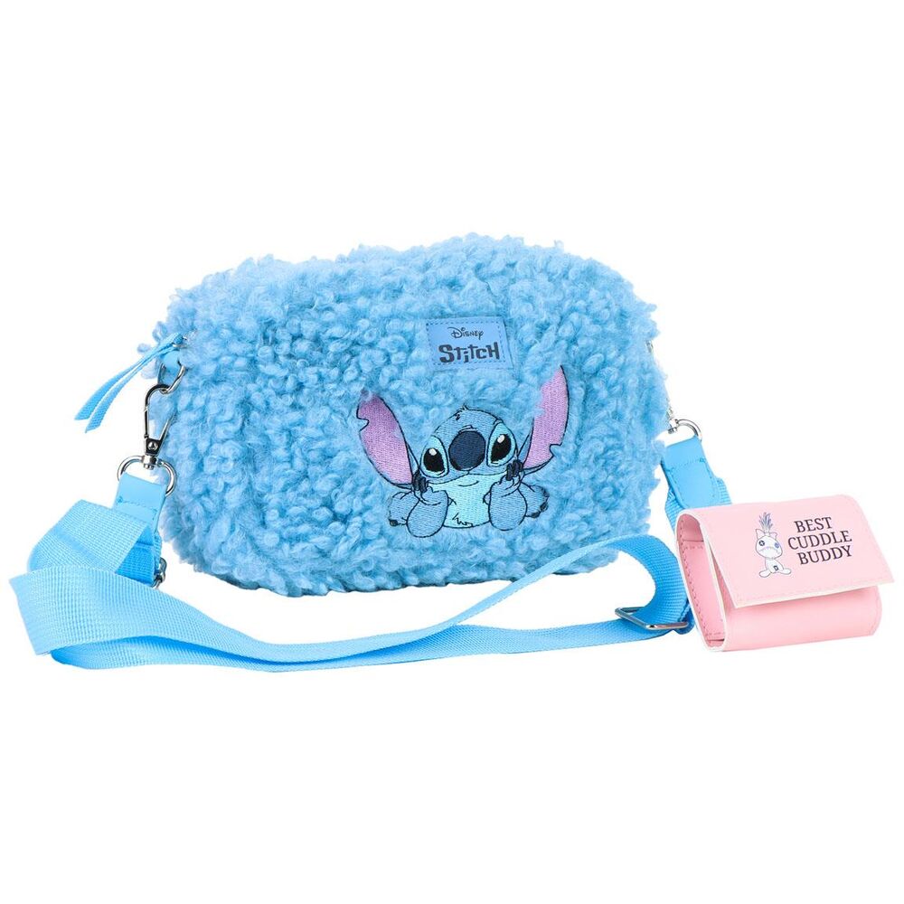 Bolso bandolera azul de Stitch Disney con detalle rosa