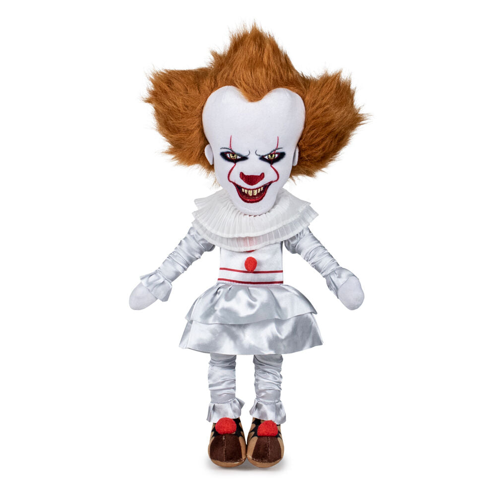 Peluche de Pennywise de IT con traje claro y cabello naranja