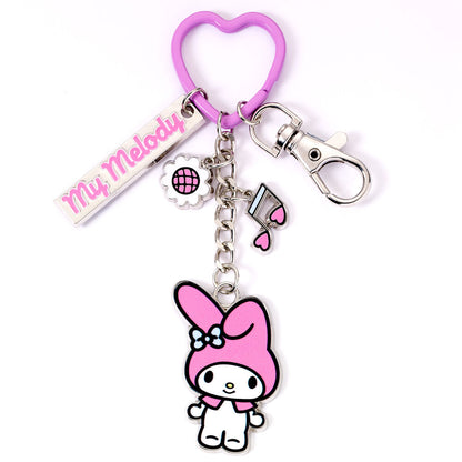 Llavero rosa de My Melody con anilla de corazón y clip - 2