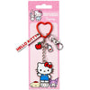 Llavero Hello Kitty con clip rojo en forma de corazón y colgantes decorativos