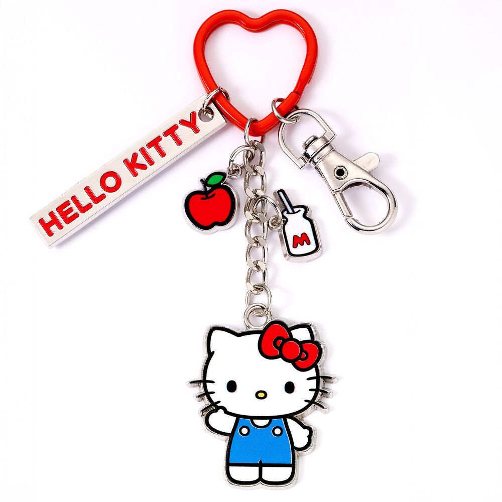 Llavero Hello Kitty con clip rojo en forma de corazón y colgantes decorativos - 2