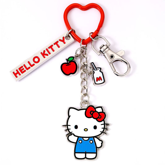 Llavero Hello Kitty con clip rojo en forma de corazón y colgantes decorativos - 2