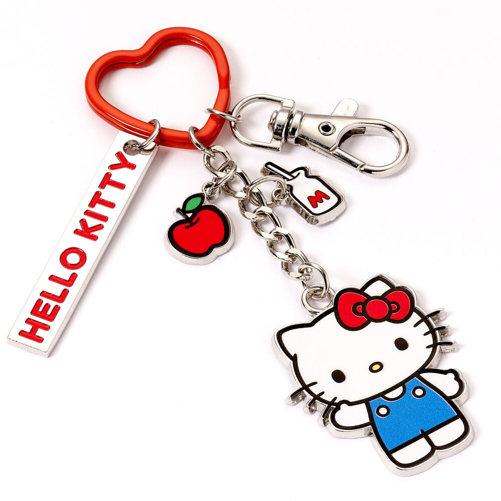 Llavero Hello Kitty con clip rojo en forma de corazón y colgantes decorativos - 3