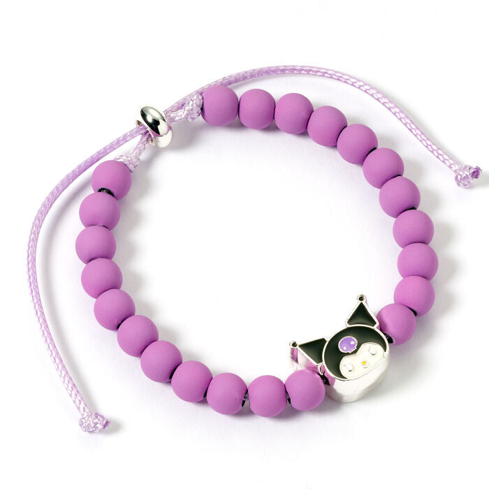 Pulsera morada de Kuromi con cuentas mate y charm esmaltado - 2