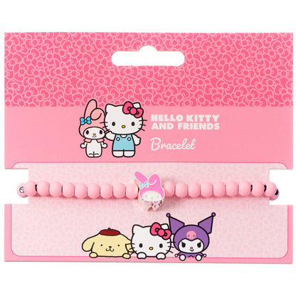 Pulsera rosa ajustable de My Melody con cuentas y charm