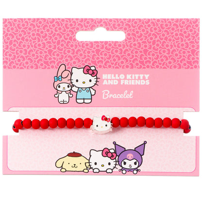 Pulsera roja ajustable de cuentas con charm de Hello Kitty