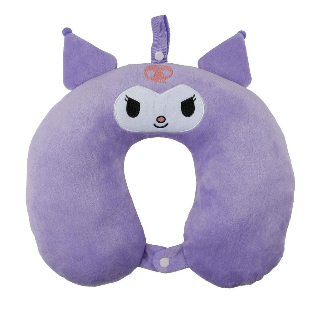 Cojín de viaje morado con diseño de Kuromi