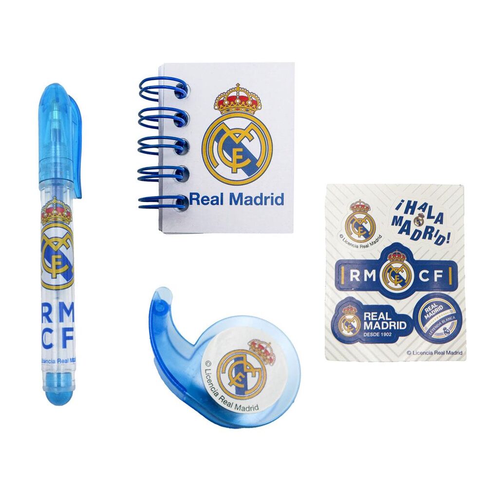 Set de papelería Real Madrid con mini mochila, libreta, bolígrafo, pegatinas y cinta washi - 5