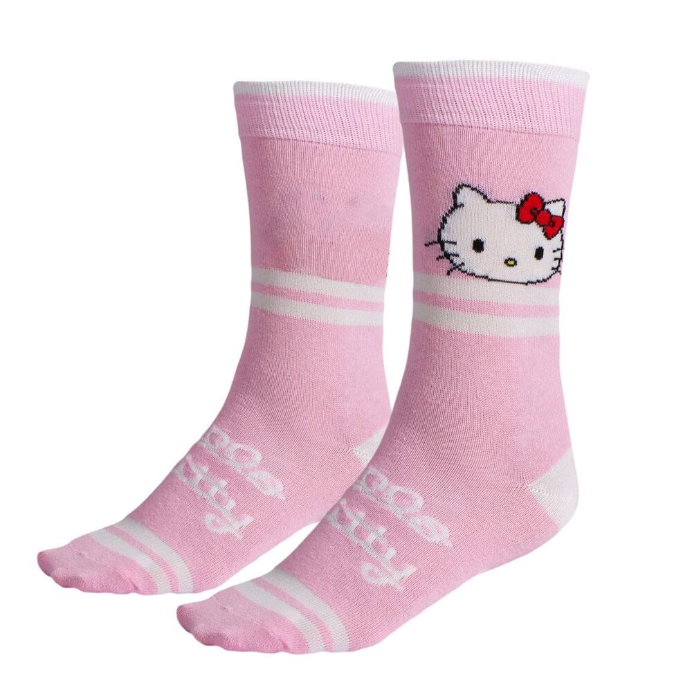 Set de tres calcetines Hello Kitty en rosa y blanco - 4
