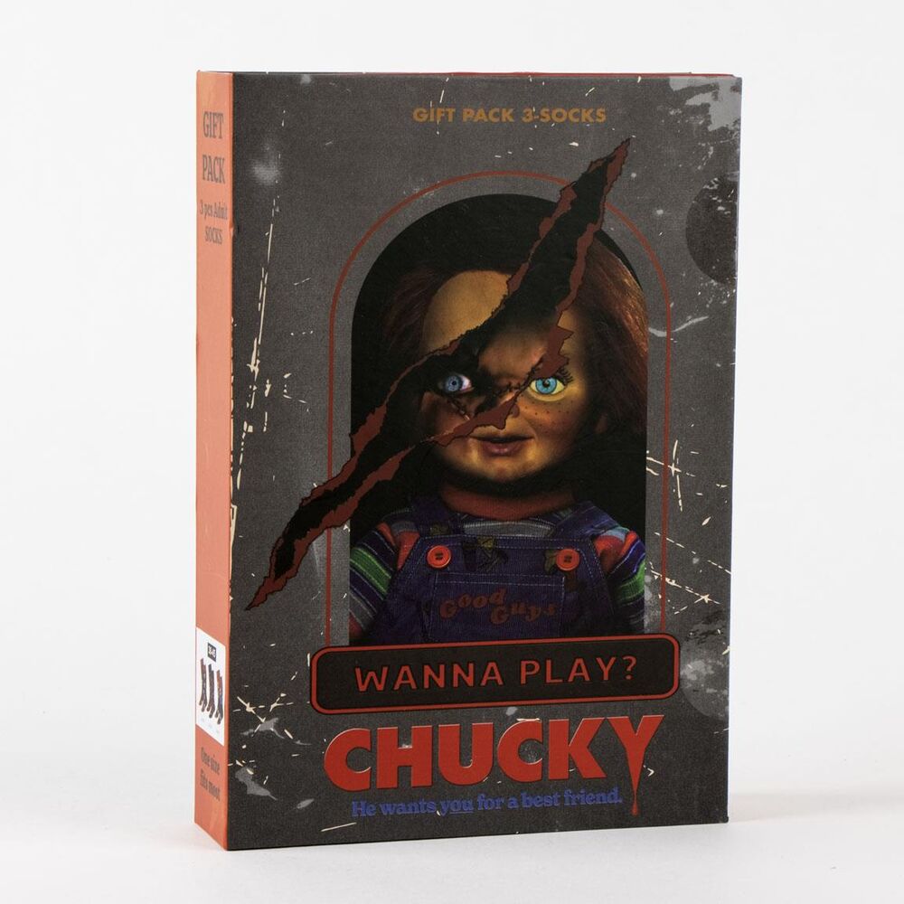 Set de tres calcetines Chucky CERDÁ en negro y rojo - 5