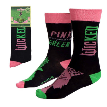Calcetines Wicked negros con detalles rosas y verdes