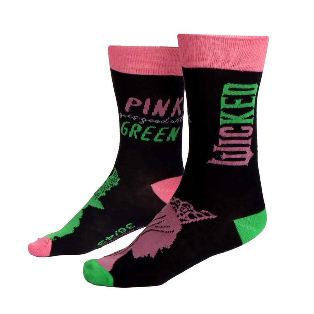Calcetines Wicked negros con detalles rosas y verdes - 2