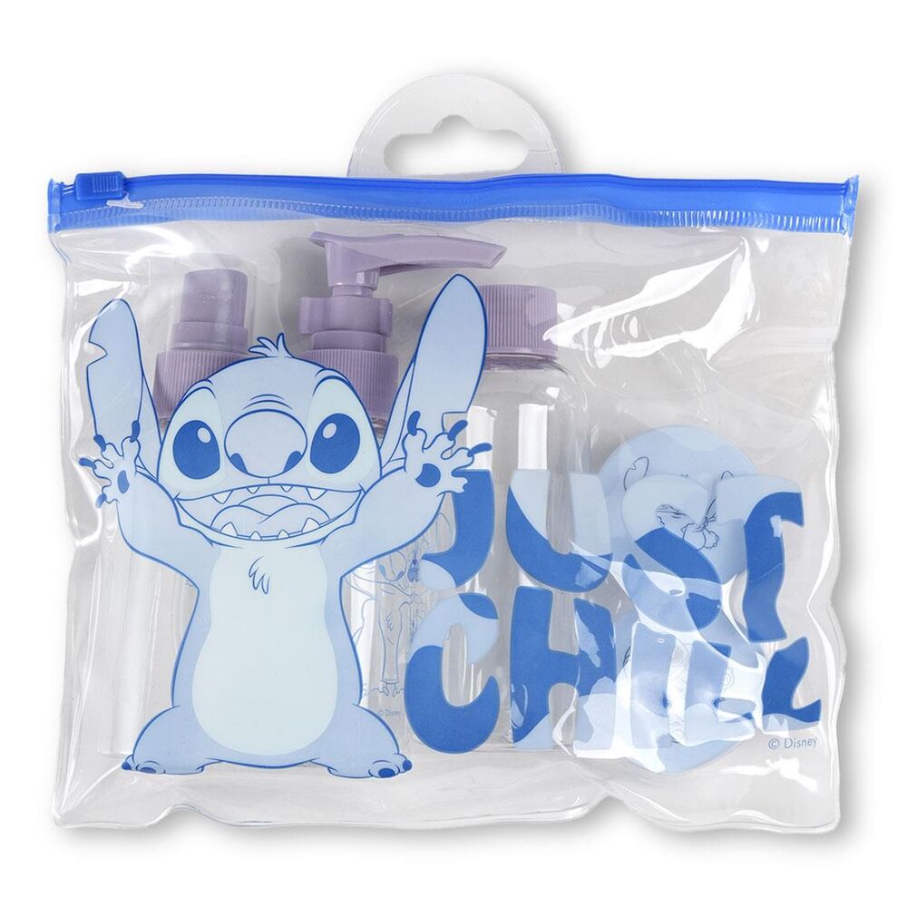 Set de cuidado personal Stitch Disney con recipientes y bolsa transparente - 3