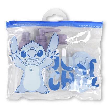 Set de cuidado personal Stitch Disney con recipientes y bolsa transparente - 3