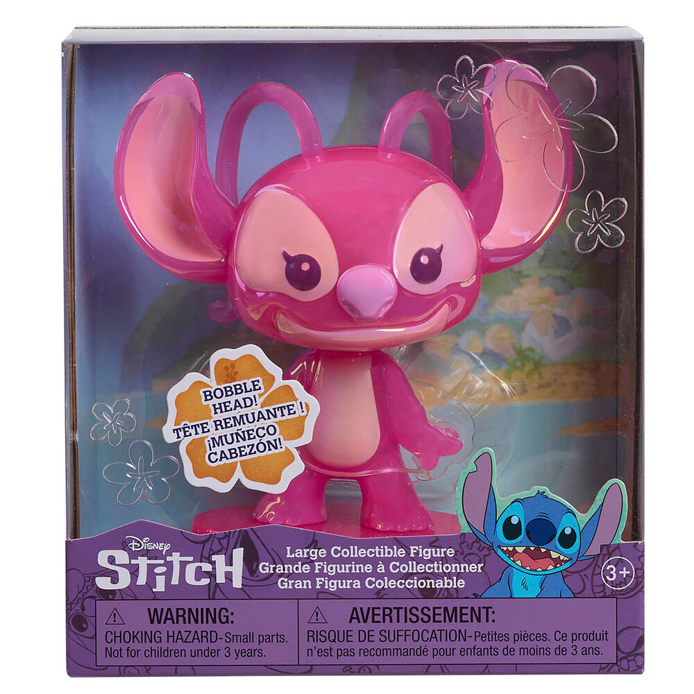 Figura rosa de Ángel de Disney Stitch con cabeza móvil