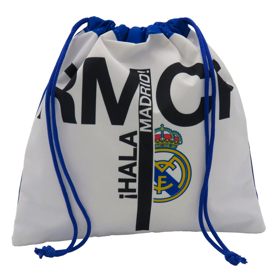Saco de merienda Real Madrid blanco y azul con cordón - 2