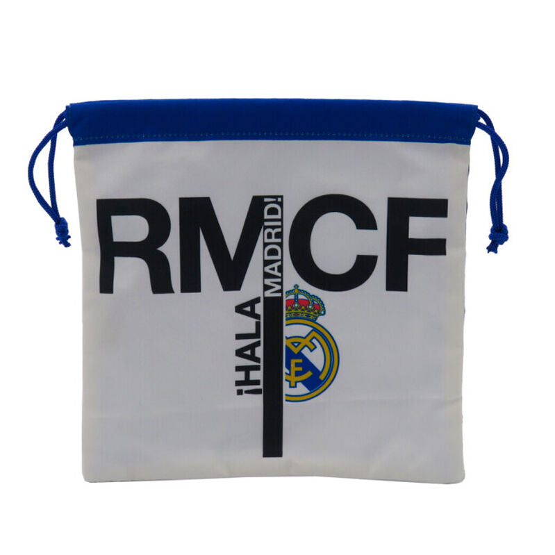 Saco de merienda Real Madrid blanco y azul con cordón