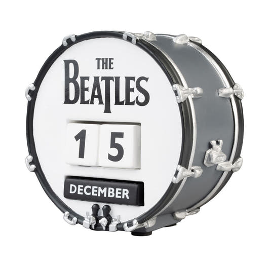 Calendario perpetuo 3D de The Beatles con diseño de batería