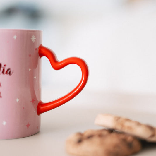 Taza rosa de cerámica Harry Potter Amortentia con asa roja de corazón - 3