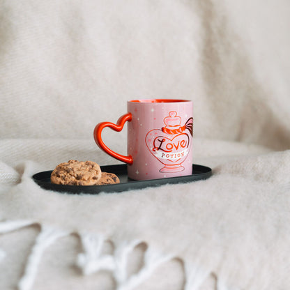 Taza rosa de cerámica Harry Potter Amortentia con asa roja de corazón - 4