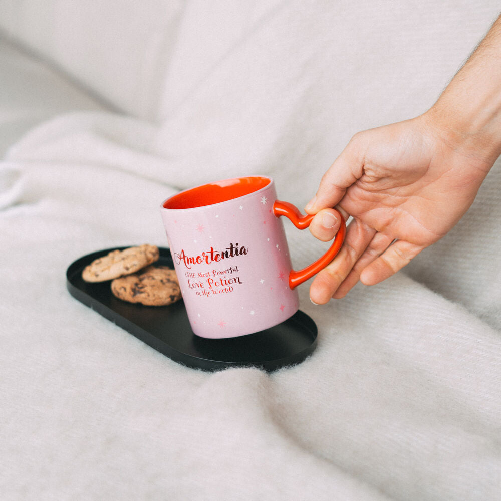 Taza rosa de cerámica Harry Potter Amortentia con asa roja de corazón - 6