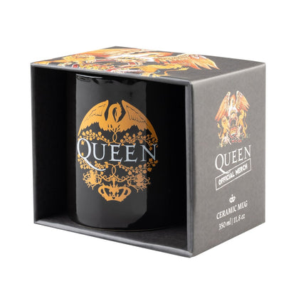 Taza Queen ERIK negra de cerámica con emblema dorado - 3
