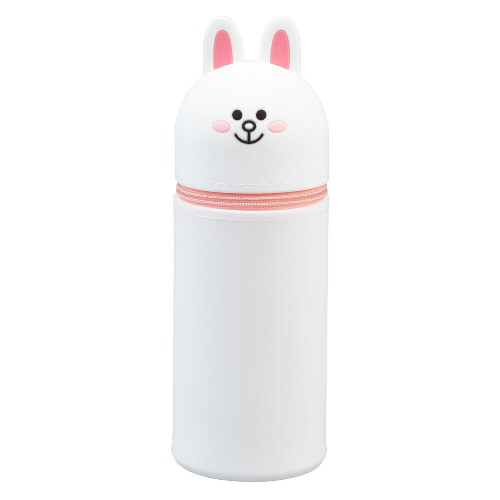 Portatodo 3D blanco de Cony con orejas de conejo y cremallera rosa
