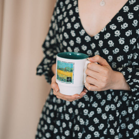 Taza de cerámica ERIK Van Gogh Museum con paisaje e interior verde - 4