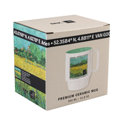 Taza de cerámica ERIK Van Gogh Museum con paisaje e interior verde - 3