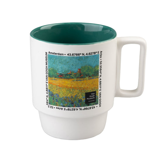 Taza de cerámica ERIK Van Gogh Museum con paisaje e interior verde