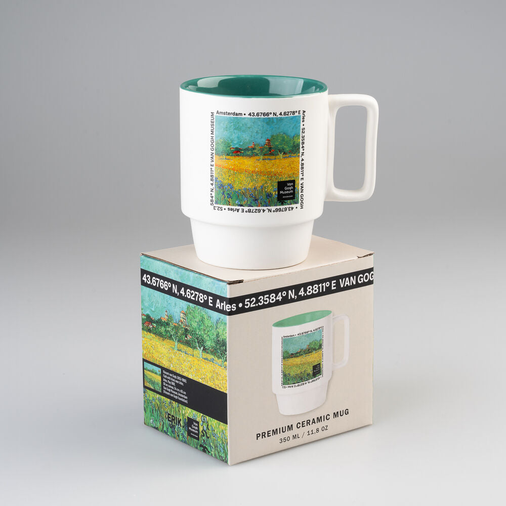 Taza de cerámica ERIK Van Gogh Museum con paisaje e interior verde - 8